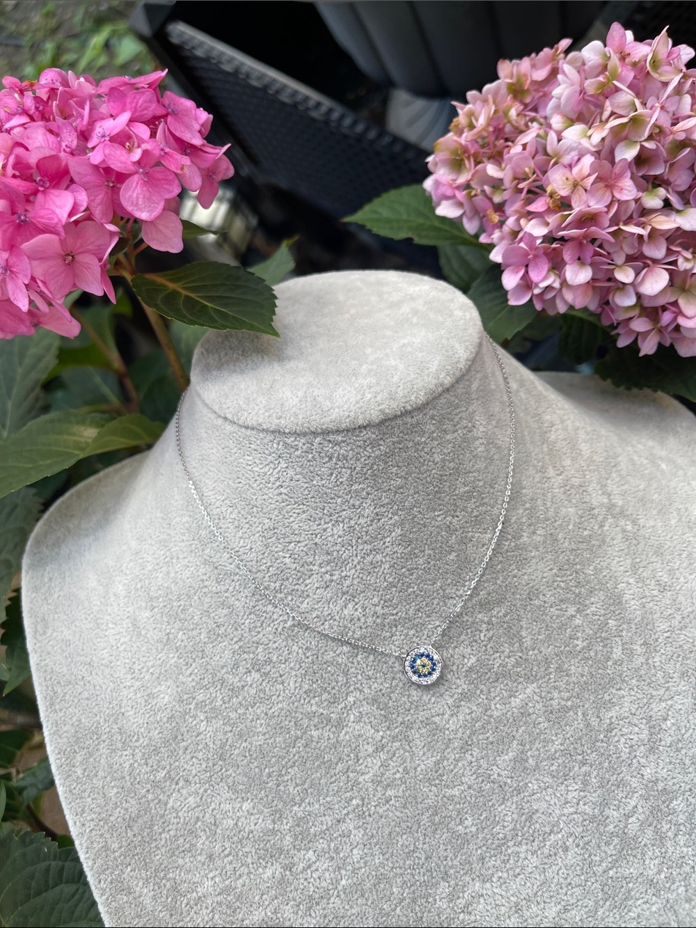 Dainty Silver Evil Eye Necklace 🧿